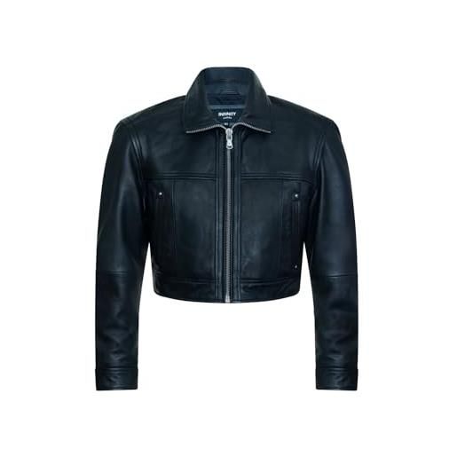 Infinity Leather giacca da motociclista classica corta nera da donna