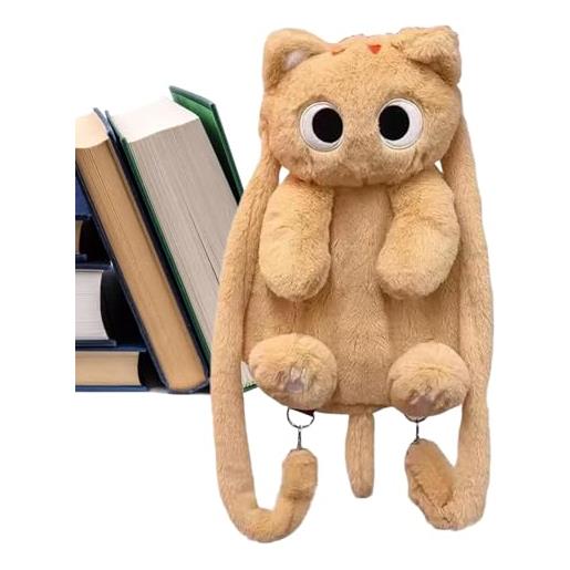 Keyubria zaino in peluche a forma di gatto, zaino morbido per animali ripieni, zaino da viaggio in stile cartone animato, zaino morbido per la scuola, per adolescenti, adulti, bambini, 20 x 30 x 40