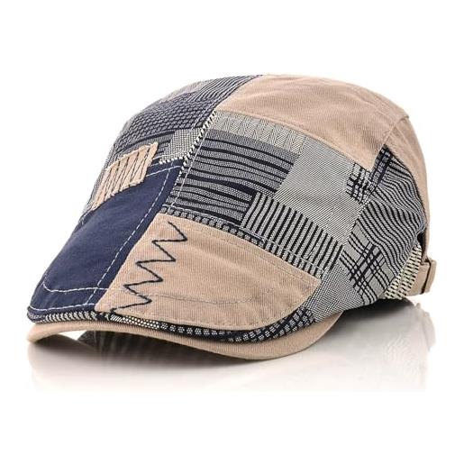 M MOACC berretto da uomo con fibbia in cotone regolabile newsboy cappelli cabbie gatsby cap, grigio, taglia unica