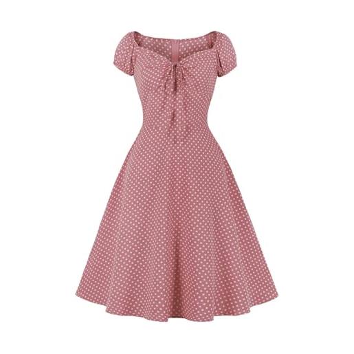 Pegsmio abito midi a pois estivo da donna o collo a maniche corte paty vintage abiti, 1, m