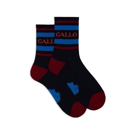 Gallo calze corte unisex spugna di blu con righe e scritta