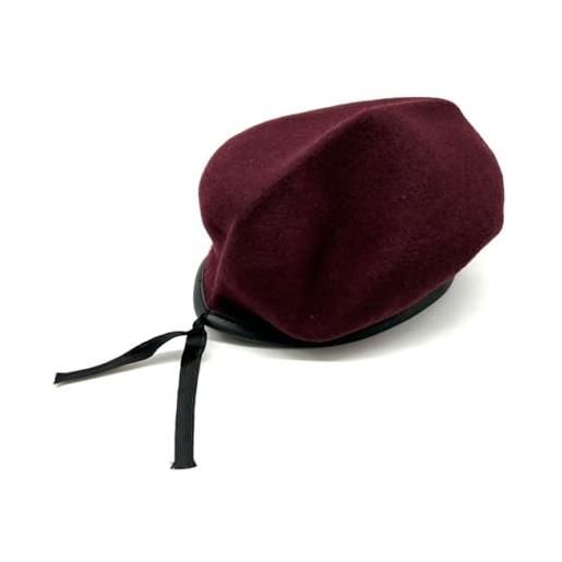 DELFIERO basco amaranto in panno modello boina spagnolo 56