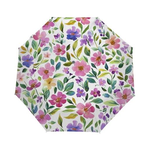 Mexpekil acquerello pastello fiore floreale ombrello compatto viaggio forte antivento pieghevole auto protezione uv sole pioggia ombrelli
