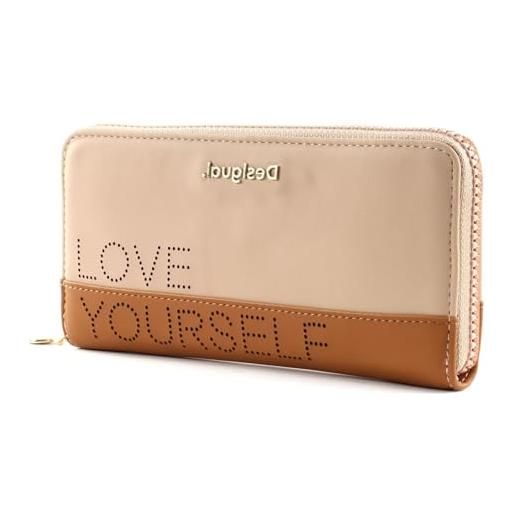 Desigual mone_rhapsody - portafoglio da donna, con cerniera, colore: marrone/beige, 2 x 9,5 x 19 cm, marrone/beige, 2x9.5x19 cm (b x h x t)