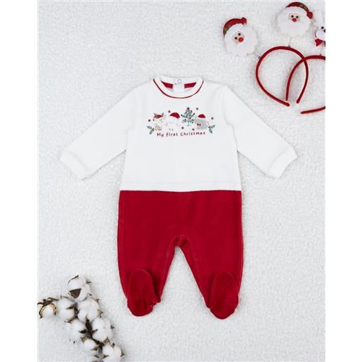 Prénatal tutina unisex bianco/rosso ricami natale
