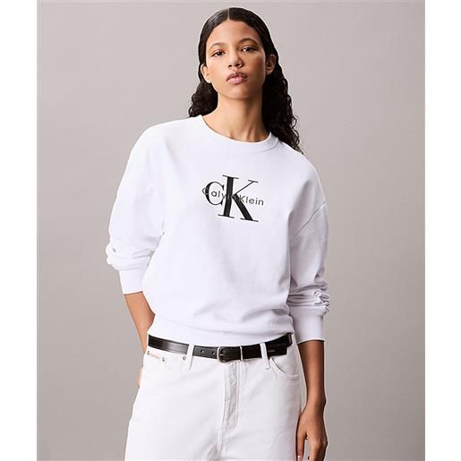 Calvin klein jeans felpa francese monologo white donna