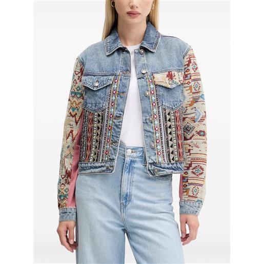 Desigual giacca denim con ricamo - blu