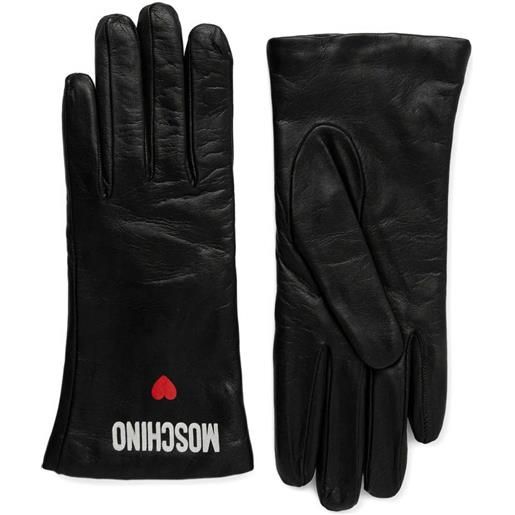 Moschino guanti con logo - nero