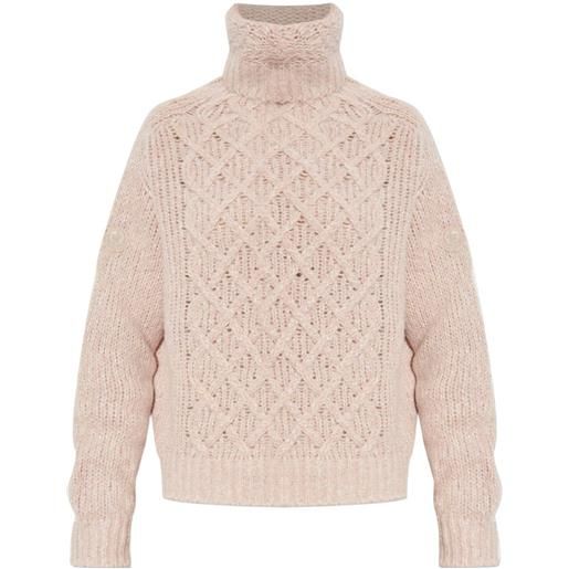 Moncler maglione con lavorazione intrecciata - rosa