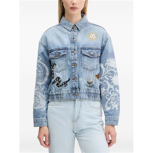 Desigual giacca denim con ricamo - blu
