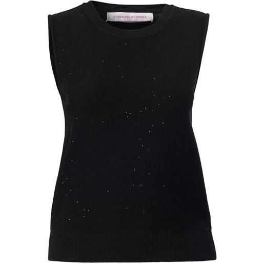 Carolina Herrera canotta con paillettes - nero
