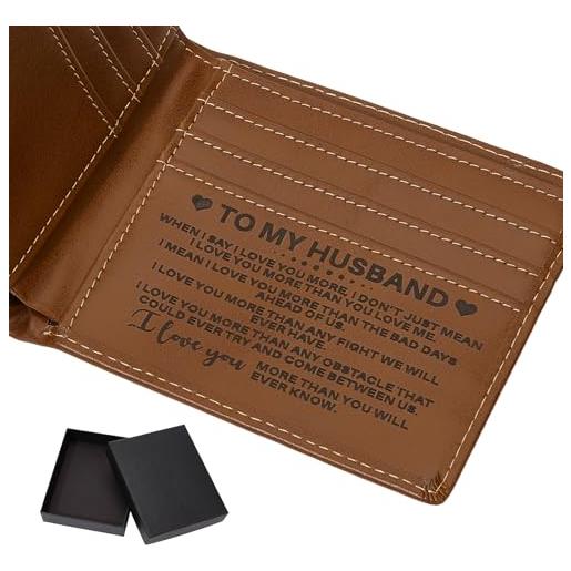 NICENEEDED portafoglio tascabile in pelle inciso, portafogli con foto personalizzati portafoglio sottile da uomo con scatola, portafogli marroni per il compleanno