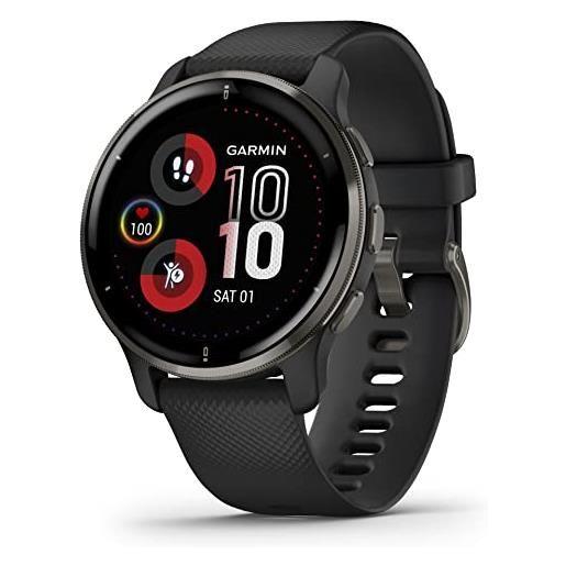 Garmin venu 2 plus, smartwatch amoled 1,3, microfono e cassa, musica, Garmin pay, +25 app sport, gps, cardio, spo2 (slate & black)