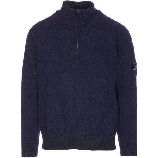 C.P. Company maglione con scollo a v e logo - blu