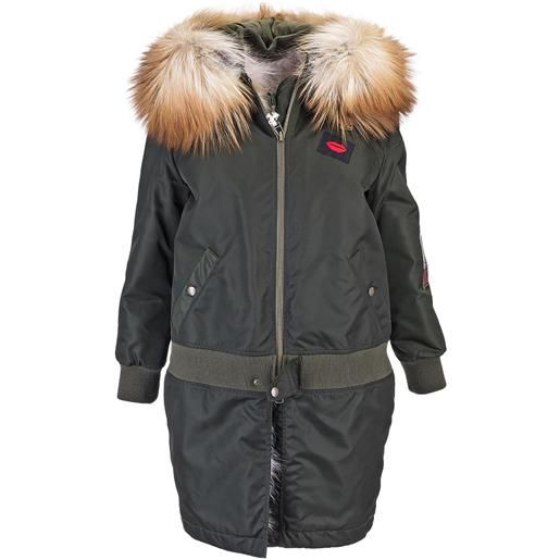 Mr & Mrs Italy cappotto con cappuccio con bordo in pelliccia sintetica - verde