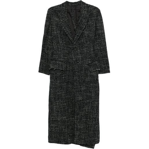 Yohji Yamamoto cappotto in tweed - nero