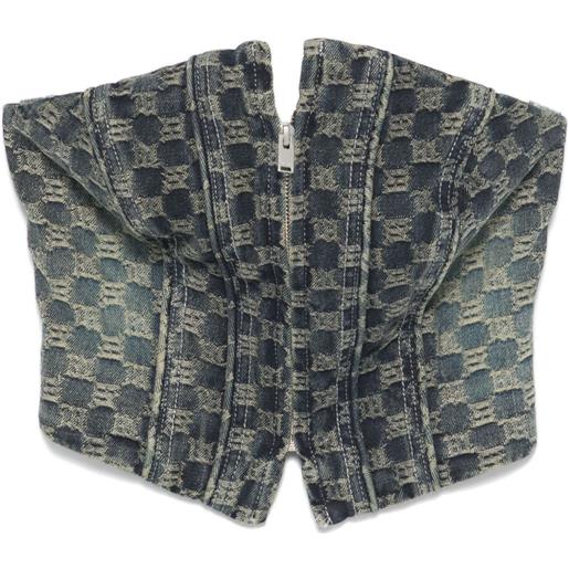 MISBHV corsetto denim con monogramma jacquard - blu