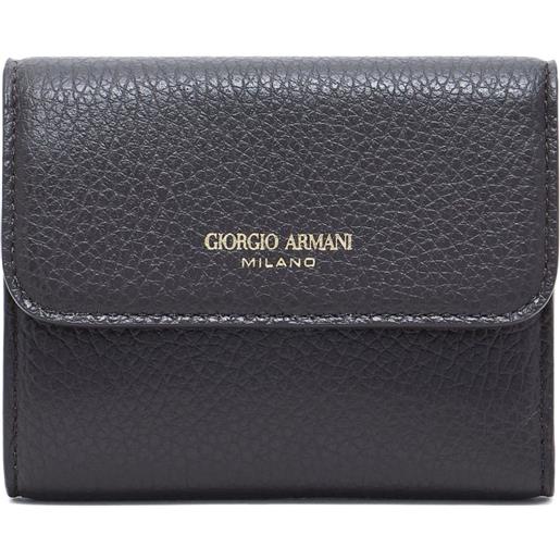 Giorgio Armani portafoglio tri-fold in pelle - marrone