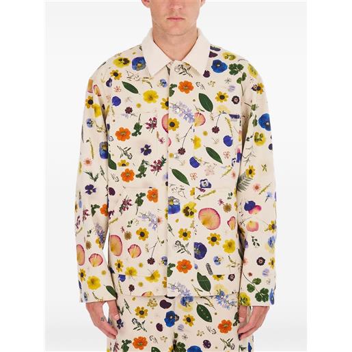 Nahmias giacca-camicia a fiori - toni neutri