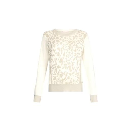 Liu Jo maglia animalier donna girocollo tf5172 (it, testo, s, regular, regular, panna)