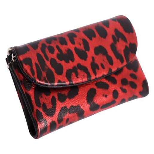 Karoukee Portafoglio Trifold da Donna con Stampa Leopard, Portamonete