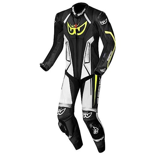 Berik losail-r perforated tuta in pelle della moto canguro di un pezzo, nero/bianco, 56