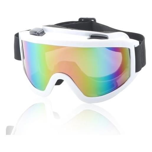 KASESSS maschera sci unisex, anti-nebbia maschera da sci, occhiali da sci protezione uv, maschera snowboard, occhiali sci, occhiali da neve per attivit all'aperto snowboard pattinaggio(bianco)