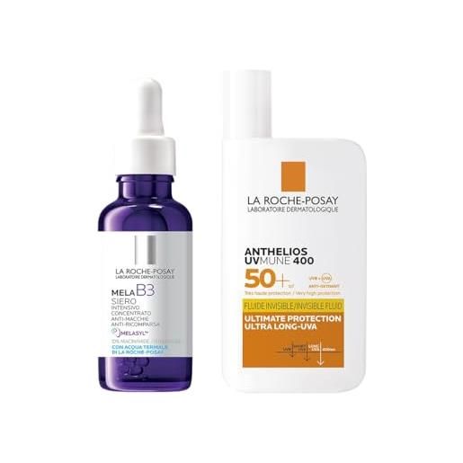 La Roche-Posay mela b3 siero anti-macchie 30 ml + anthelios uvmune 400 fluido invisibile spf50+ 50 ml | trattamento viso & protezione solare