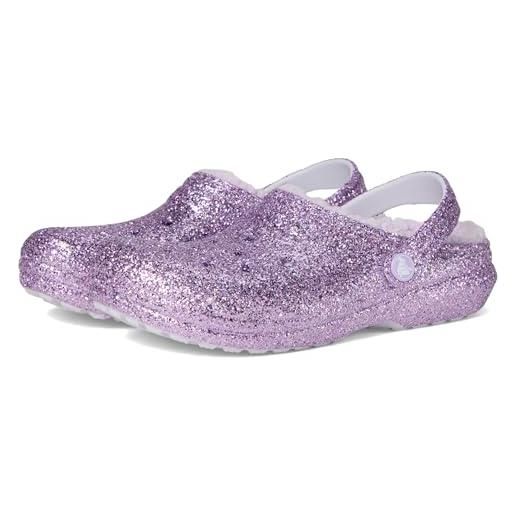 Crocs classic lined chunky glitter clog k, zoccoli unisex - bambini e ragazzi, luna viola, 37/38 eu