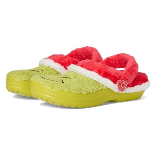 Crocs the grinch classic lined clog k, zoccoli unisex - bambini e ragazzi, multicolore, 33/34 eu