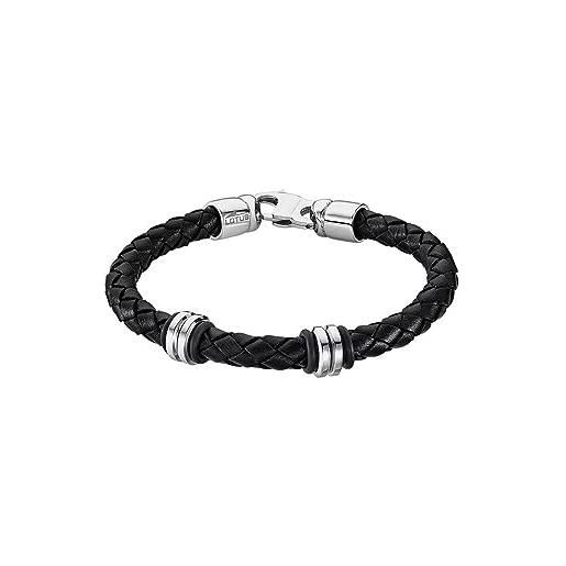 Lotus Style Bracciale Uomo In Pelle Con Zirconi Blu - Collezione Basic, Argento, Regolabile - 5