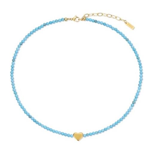 COOLSTEELANDBEYOND – Choker Girocollo Con Perline Turchesi E Perle Sintetiche – Collana Statement Lunghezza Regolabile 45-50 Cm