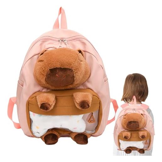 Generico zaino capibara peluche, zaino capibara - zaino per la scuola dei cartoni animati, zaino di grande capacità per bambini, ragazze e ragazzi, borsa per la scuola carina, borsa per libri in peluche per stud
