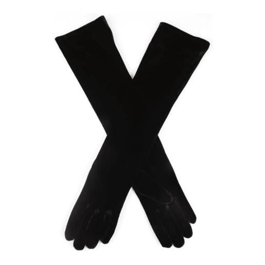 Dents, guanti da sera lunghi, morbidi ed elasticizzati in velluto nero taglia unica