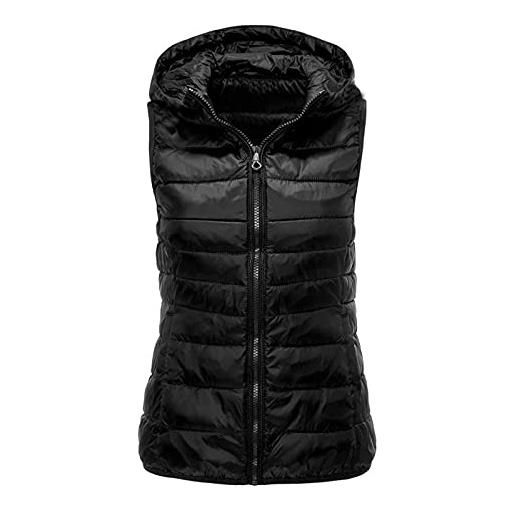 Fulidngzg piumino donna invernale, corto caldo gilet con cappuccio con zip giubbino antivento leggero giubbotto trapuntata casual giacca senza maniche smanicato