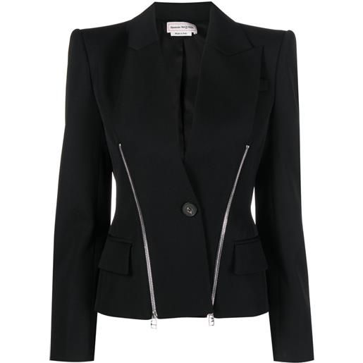 Alexander McQueen blazer monopetto con zip - nero