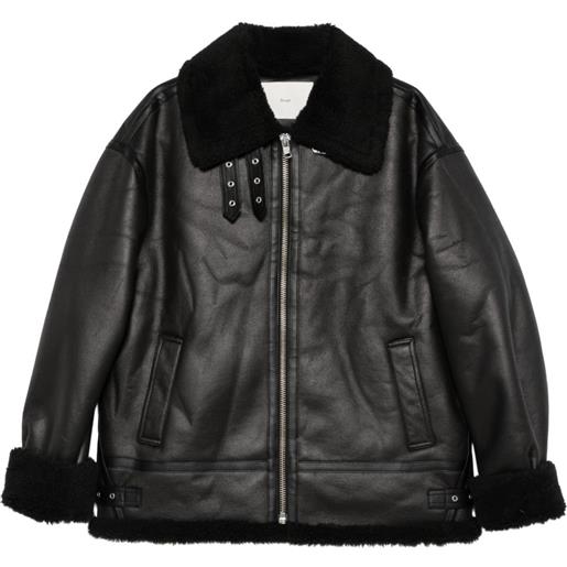 DUNST giacca con zip e colletto in shearling - nero