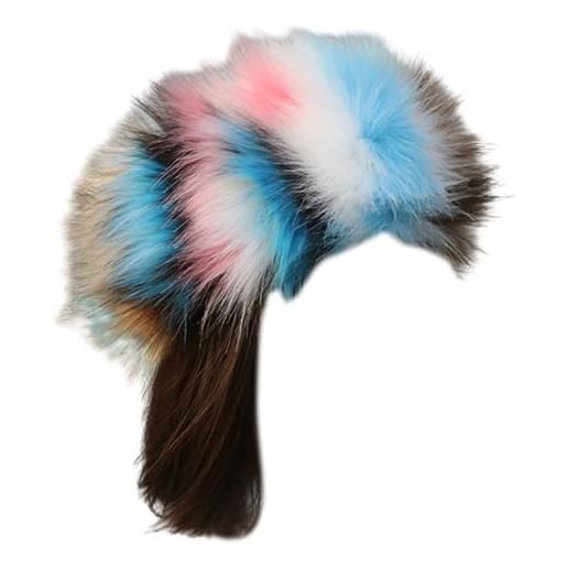 SkyPOOU fascia morbida in finta pelliccia per donne alla moda e fascia per braccia alla moda multicolore in finta pelliccia. Colorato azzurro cielo