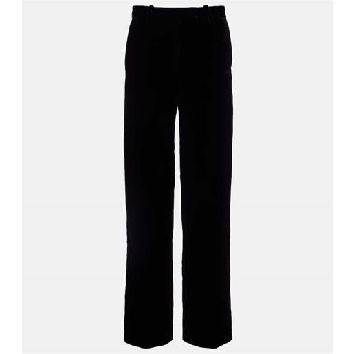 McQueen pantaloni a gamba larga a vita bassa in velluto