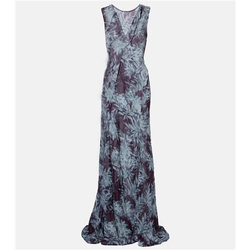 Dries Van Noten abito lungo in chiffon con stampa