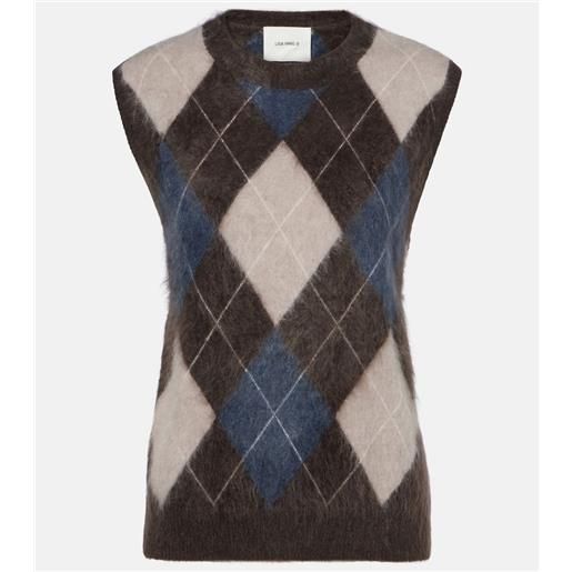 Lisa Yang gilet yasmin argyle in cashmere