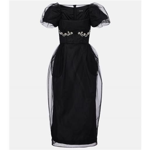 Simone Rocha abito midi in tulle con ricamo