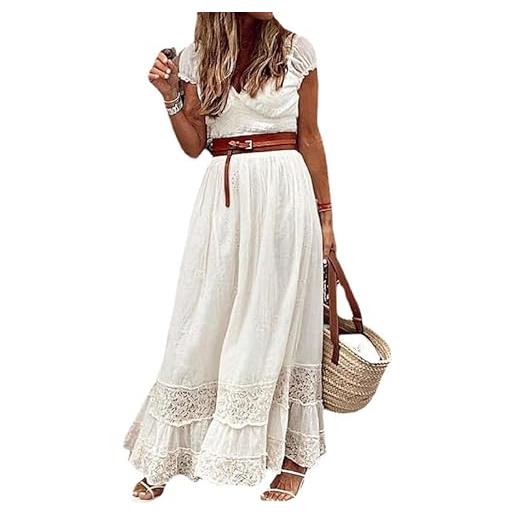 FM2018XSL estito donna elegante abito di pizzo lungo lungo da spiaggia femminile in stile bohemian ricamato delle c'è cintura