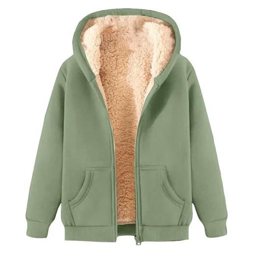 Generico felpa donna con zip e cappuccio leggera giacca in pile sportiva invernale felpa maglione inverno sport giacche a vento felpe cotone curvy oversize autunno felpa donna con zip