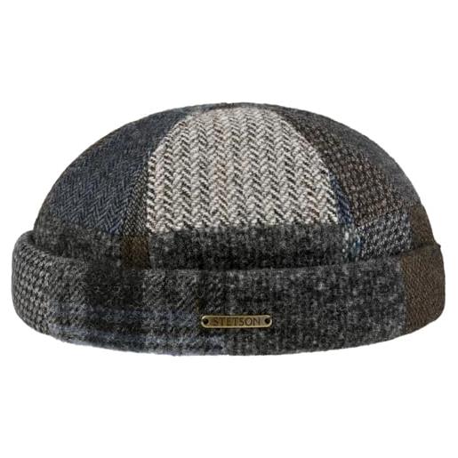 Stetson berretto docker viscott patchwork uomo - made in the eu skull cap beanie invernale con fodera autunno/inverno autunno inverno - xxl (62-63 cm) marrone-blu