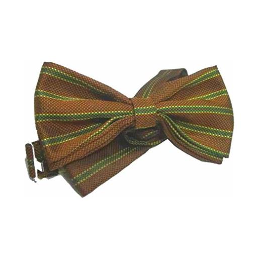 Avantgarde - papillon uomo marrone a righe verdi gialle cravatta farfalla di seta made italy, colore: marrone