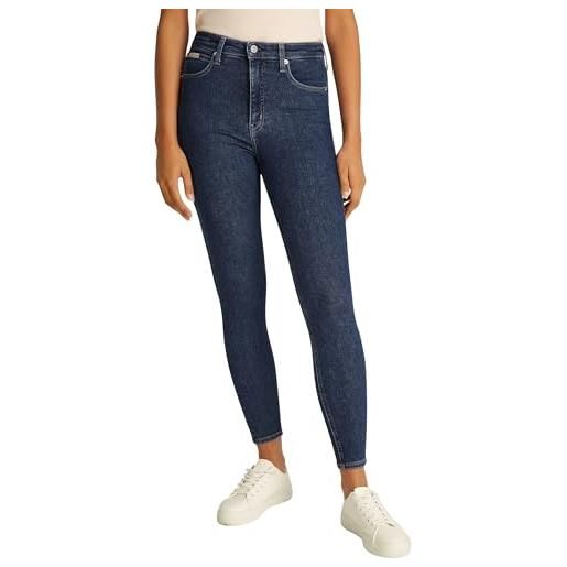 Calvin Klein donna jeans super skinny ankle vita alta, blu (denim dark), 27w