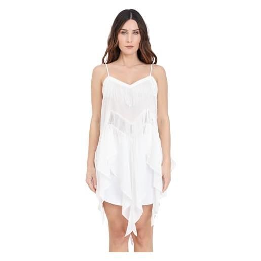 Pinko ailo top mussola con frange canottiera da donna, z05_bianco-biancaneve, 36