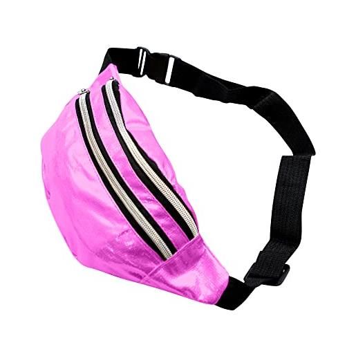 Vixelle - marsupio marsupio stile olografico marsupio per donne ragazze bambini borsa impermeabile per viaggi, festival, vacanze, escursioni, passeggiate, corsa, campeggio, sport, rosa, marsupio