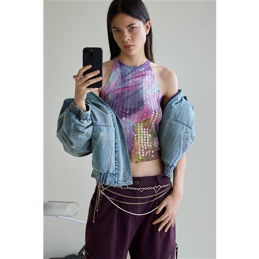 Desigual top halter con paillettes